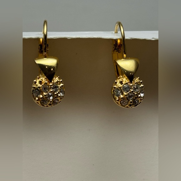 Gold Crystal Drop Earrings - Picture 3 of 8